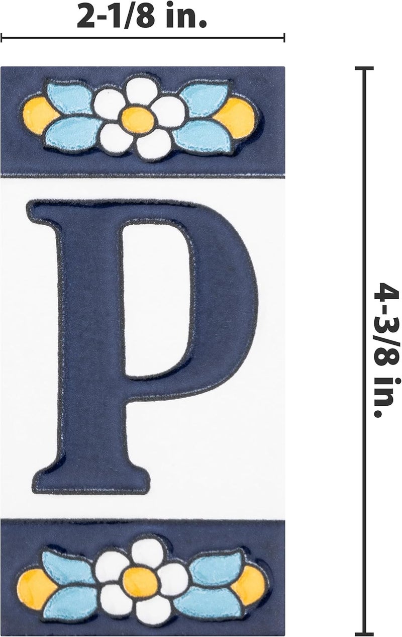 Merola Tile Sevillano Flora Address Letters P 2-1/8" x 4-3/8" Ceramic Wall Tile - Image 4